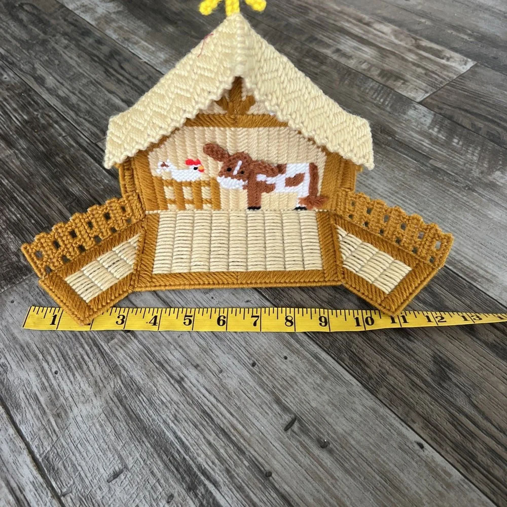 11 Piece Lot Handmade Needlepoint Plastic Canvas‎ Christmas Nativity Set Jesus